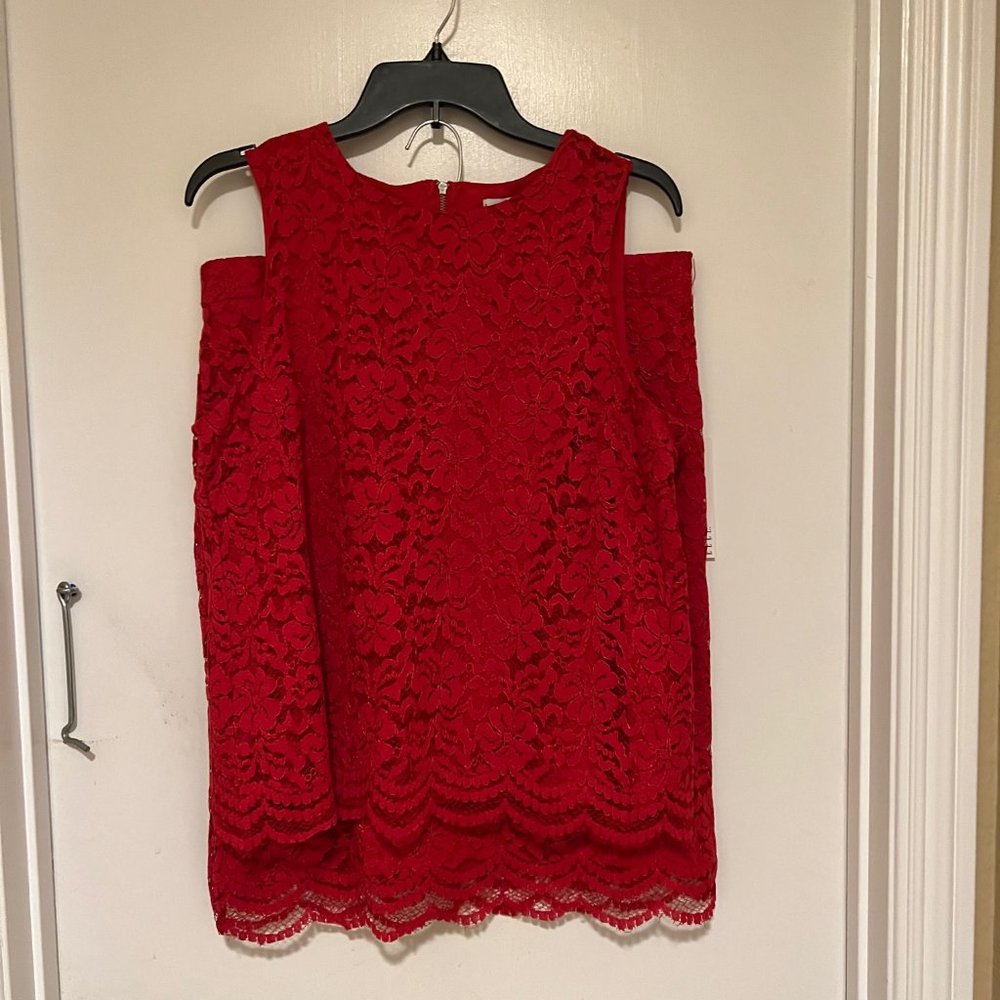 Red Lined Lace Top and Skirt Size L
